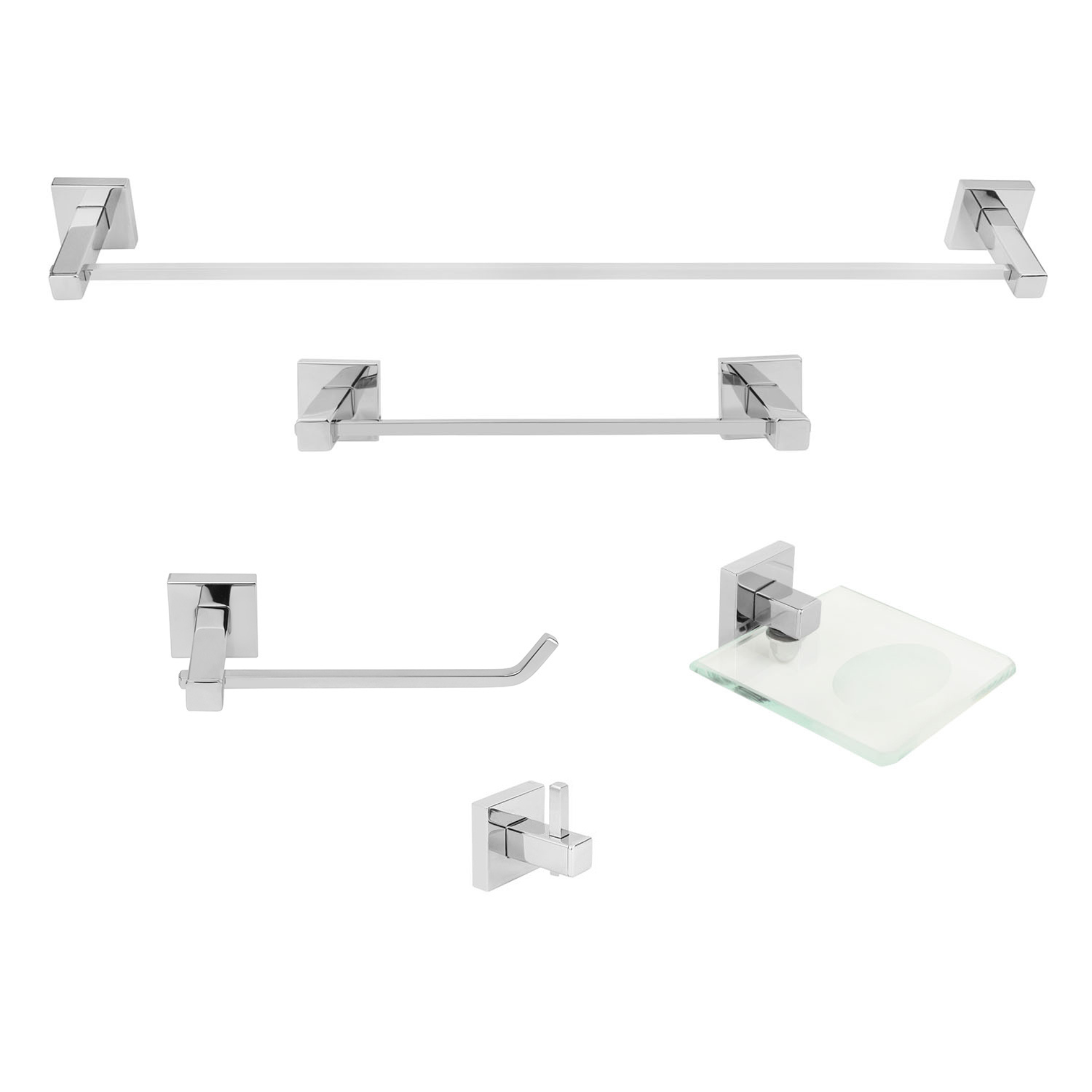 KIT DE ACESSÓRIOS PARA BANHEIRO 5 PEÇAS SQUARE