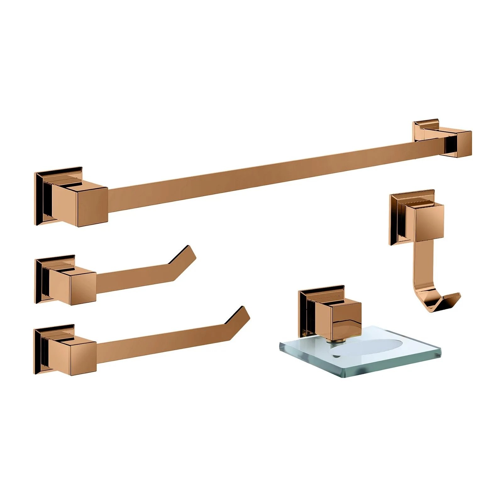 KIT DE ACESSÓRIOS PARA BANHEIRO 5 PEÇAS ROSE GOLD
