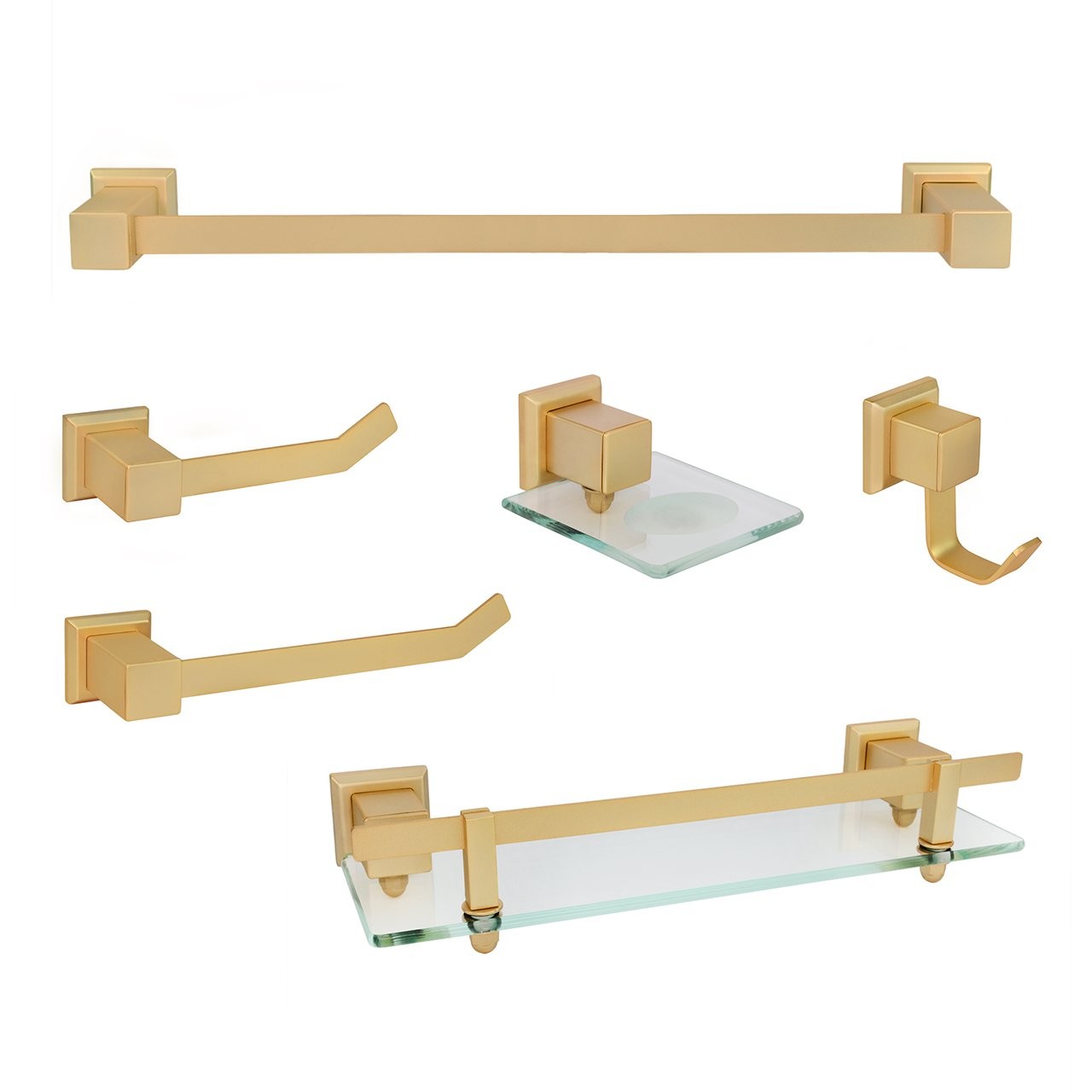 KIT DE ACESSÓRIOS PARA BANHEIRO 6 PEÇAS OURO FOSCO