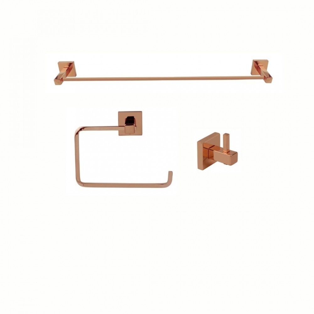 KIT DE ACESSÓRIOS PARA BANHEIRO SQUARE ROSE GOLD