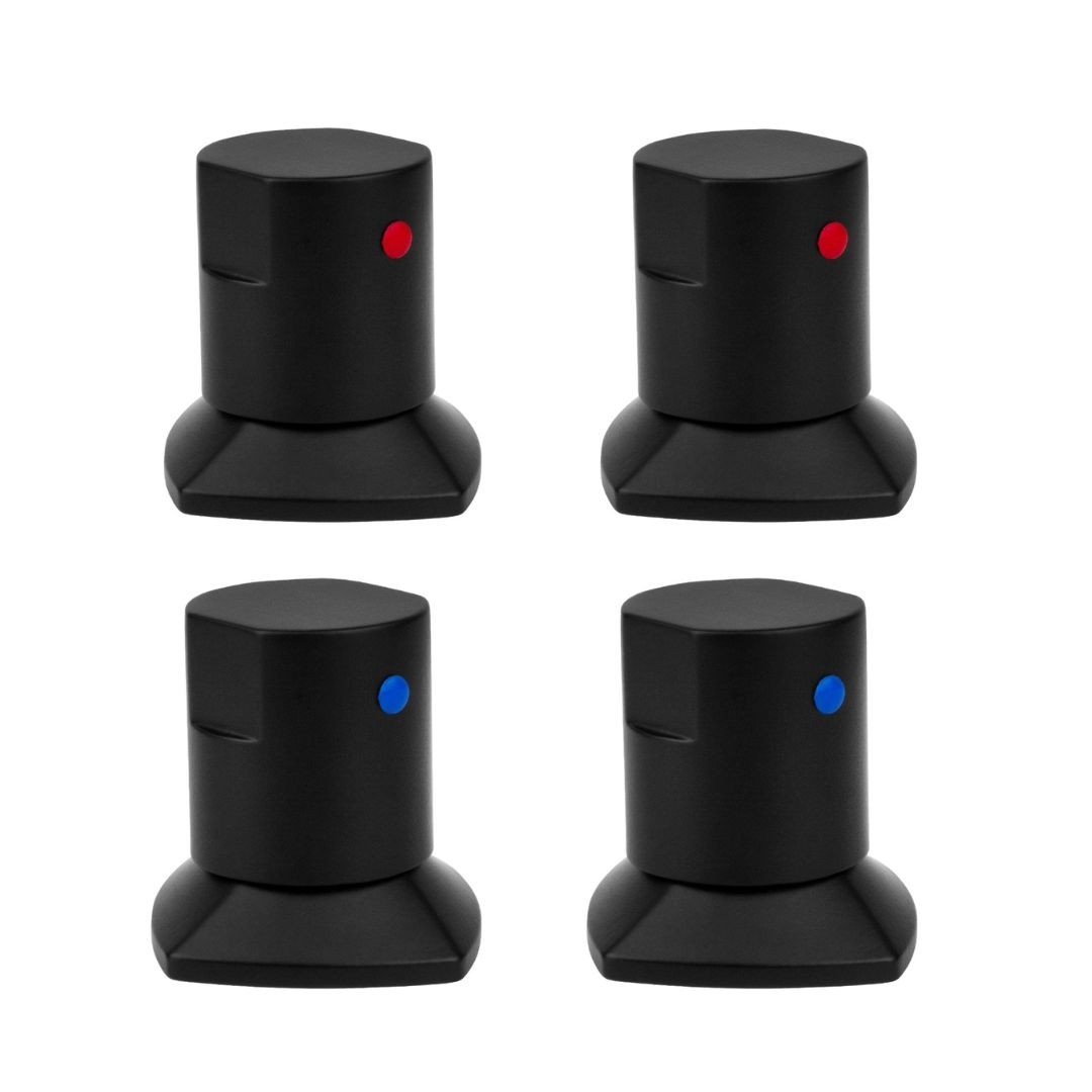 KIT 4 ACABAMENTOS PARA REGISTRO C44 ÁGUA QUENTE E FRIA BLACK