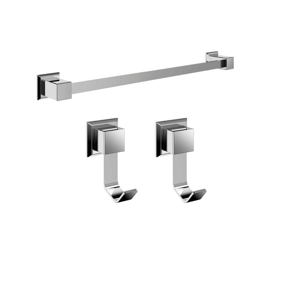 KIT PORTA TOALHA DE ROSTO E CABIDES PREMIUM