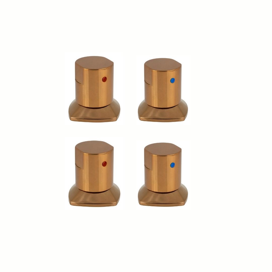 KIT 4 ACABAMENTOS PARA REGISTRO C44 ÁGUA QUENTE/FRIA ROSE GOLD