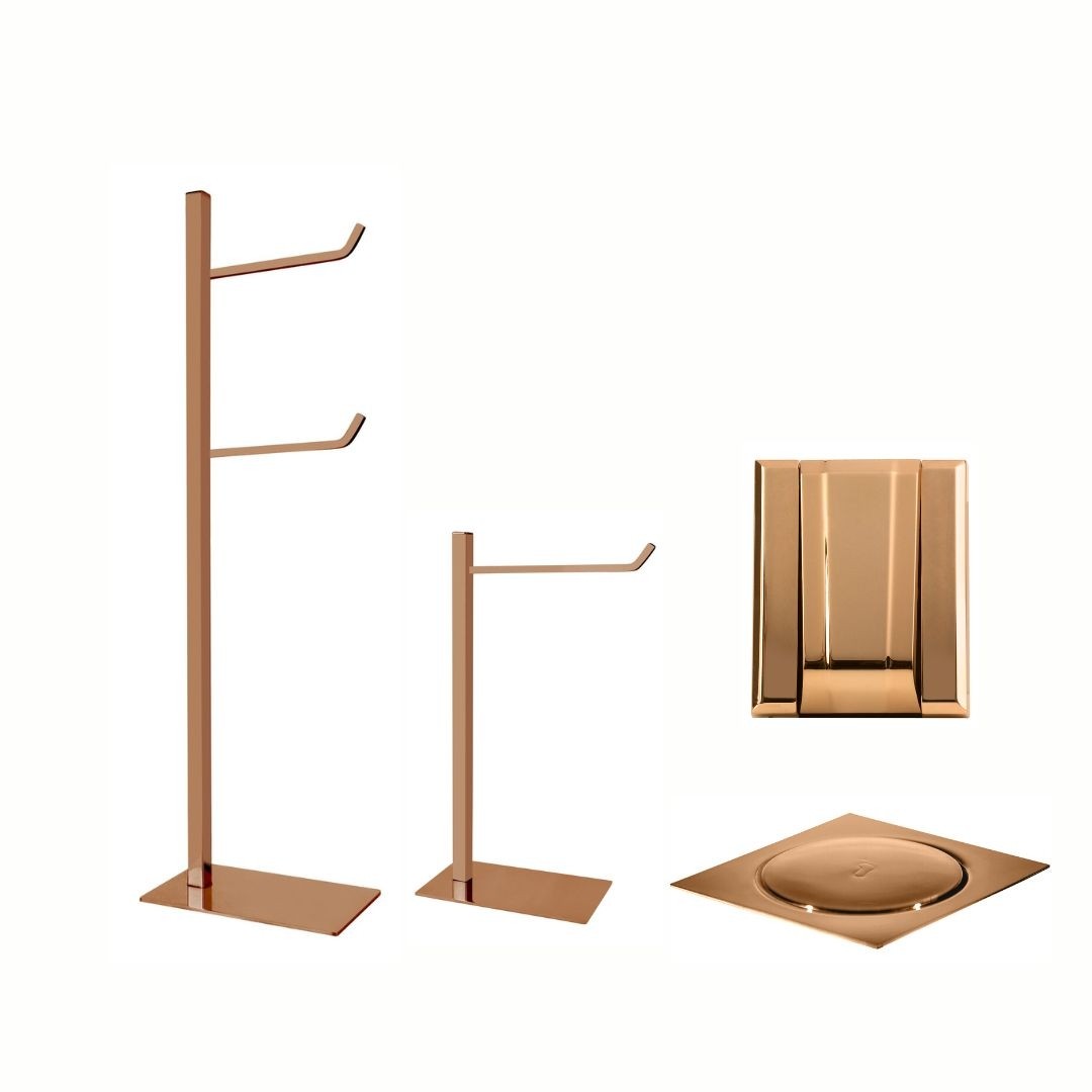 KIT DE ACESSÓRIOS PARA BANHEIRO SQUARE ROSE GOLD