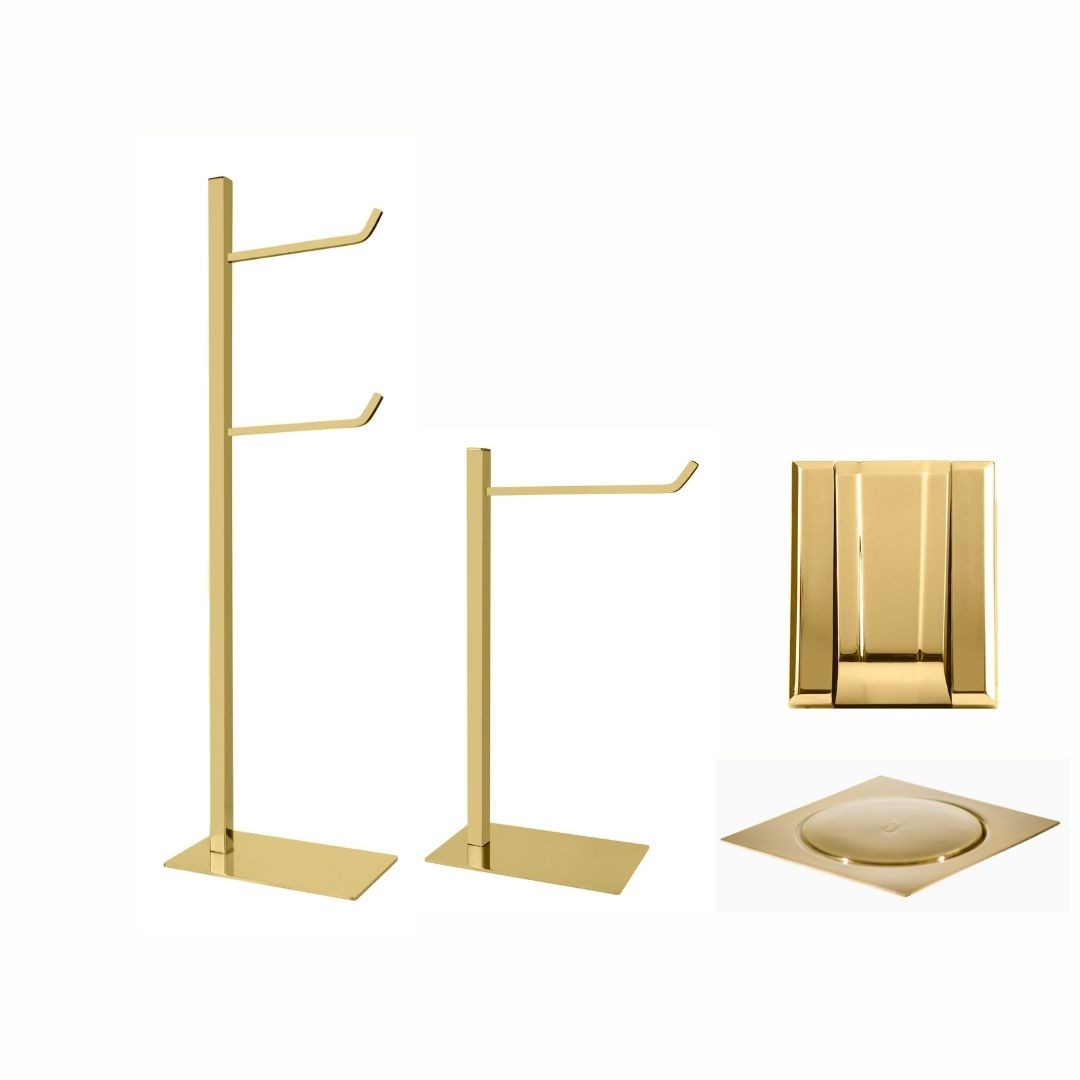 KIT DE ACESSÓRIOS PARA BANHEIRO SQUARE GOLD