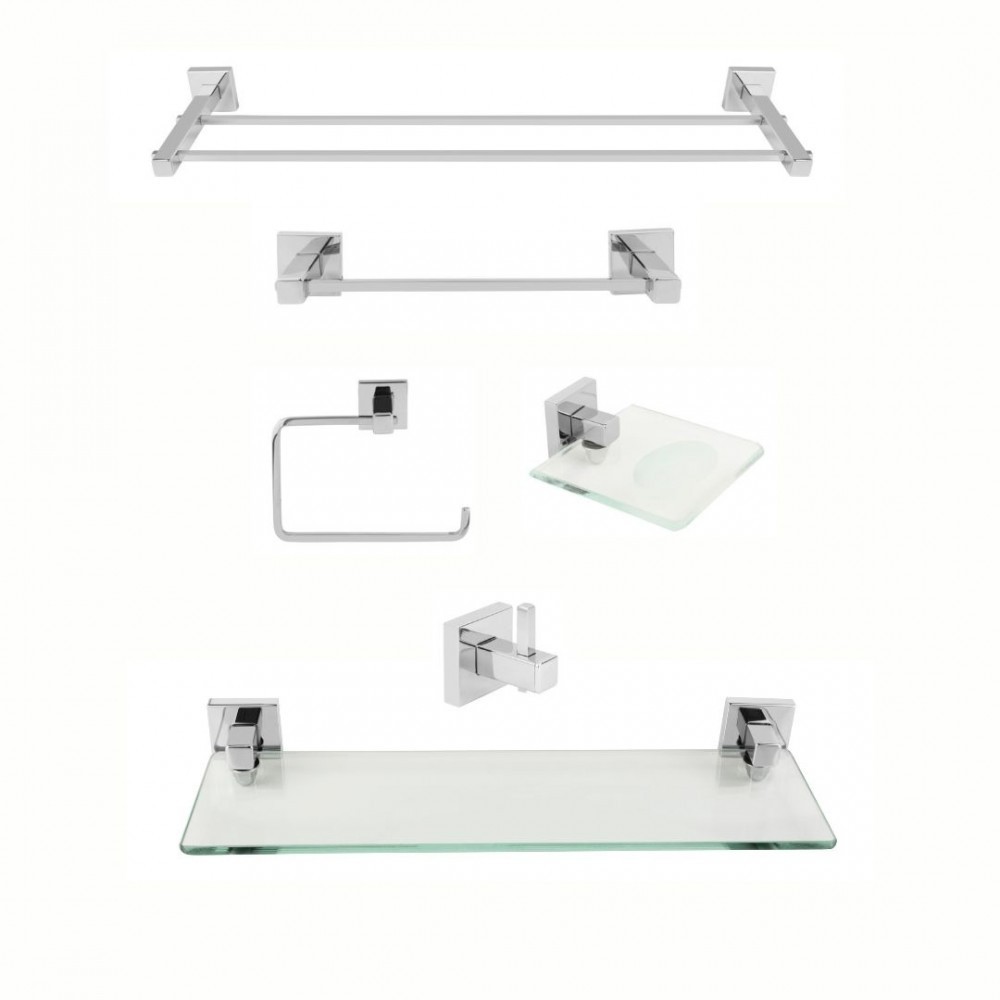 KIT DE ACESSÓRIOS PARA BANHEIRO 6 PEÇAS SQUARE