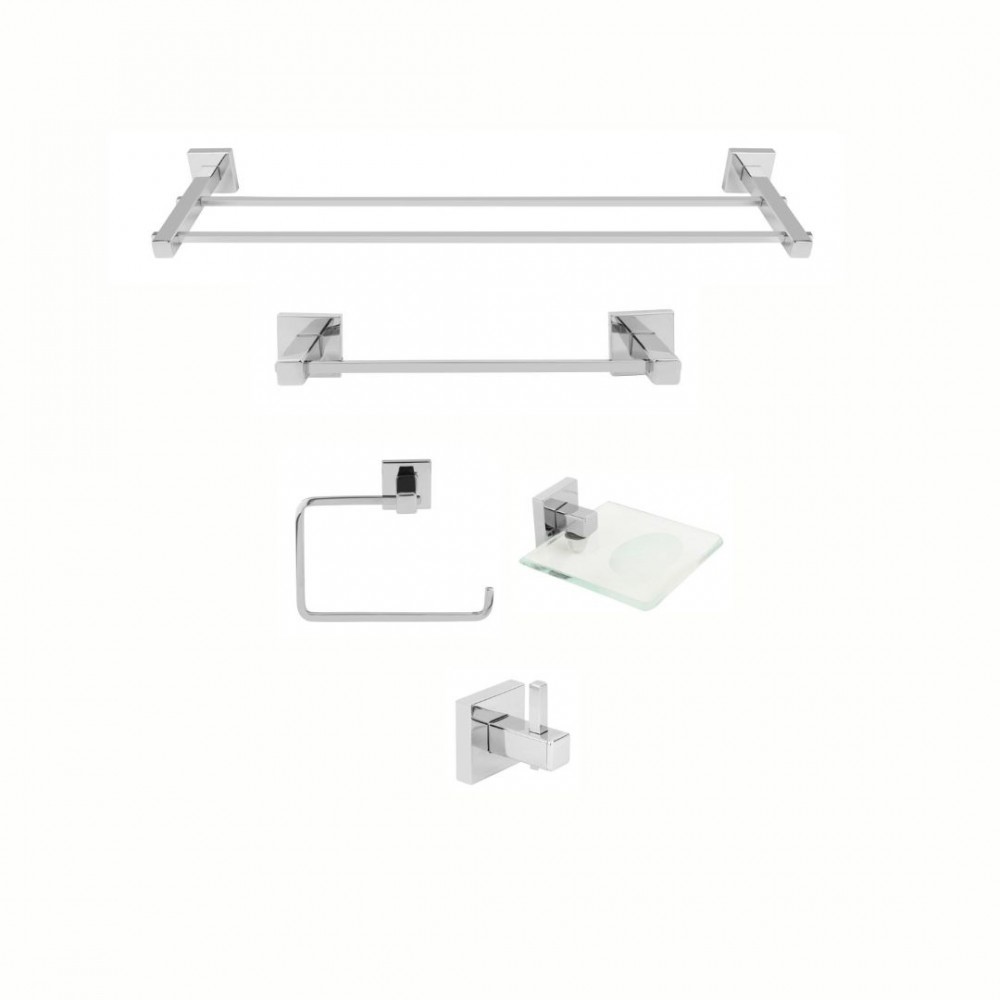 KIT DE ACESSÓRIOS PARA BANHEIRO 5 PEÇAS SQUARE