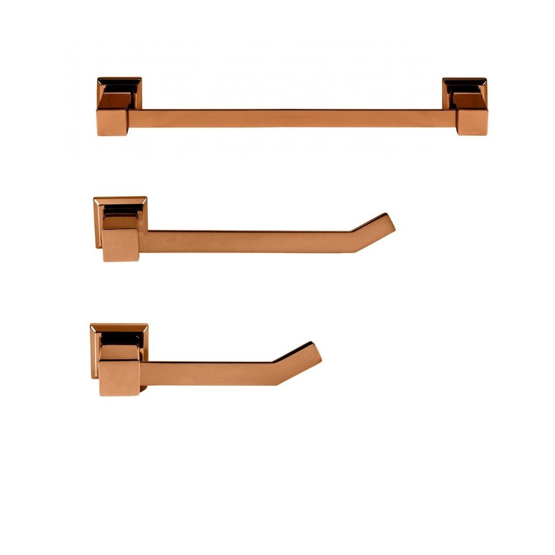 KIT DE ACESSÓRIOS PARA BANHEIRO ROSE GOLD