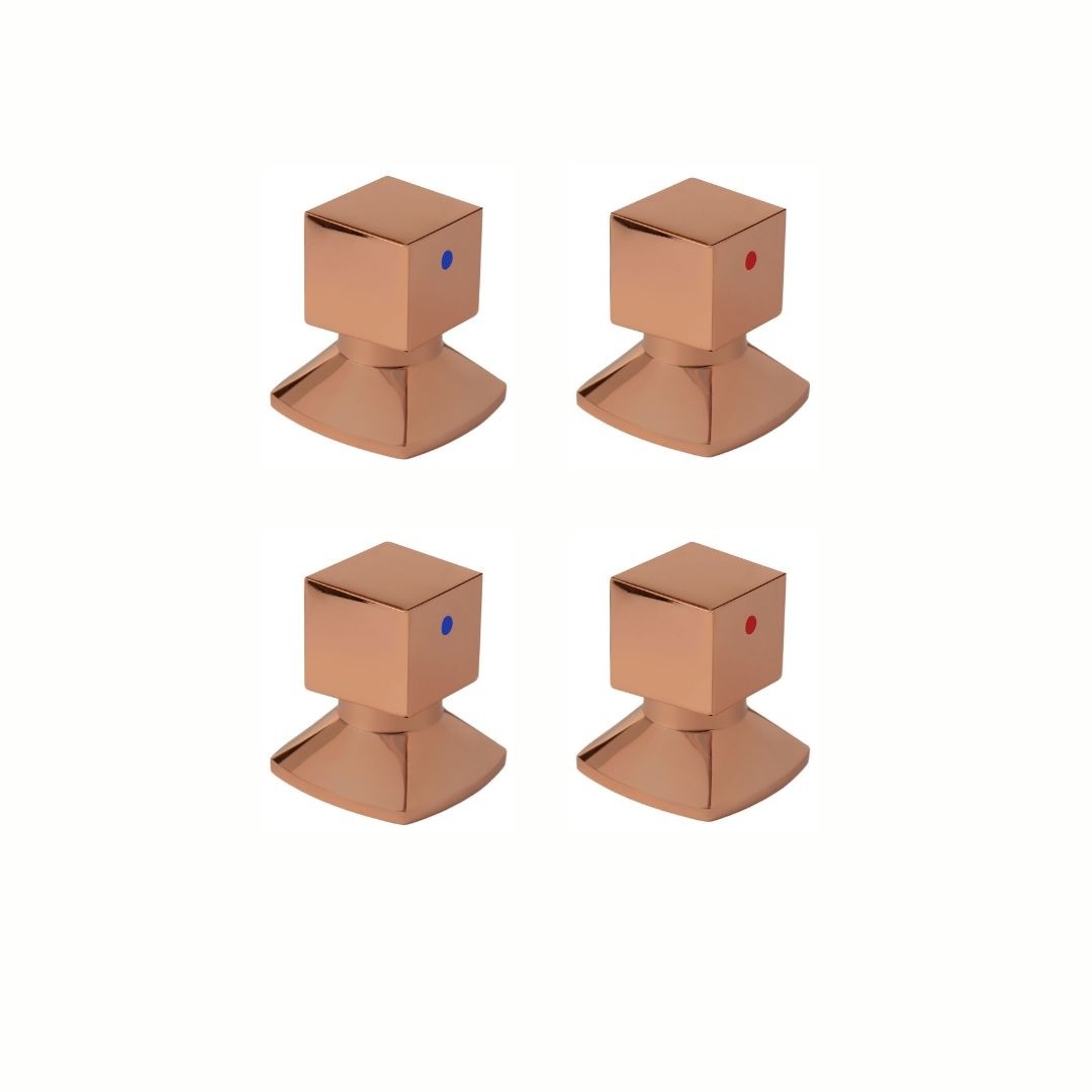 KIT 4 ACABAMENTOS PARA REGISTRO C46 ÁGUA QUENTE/FRIA ROSE GOLD