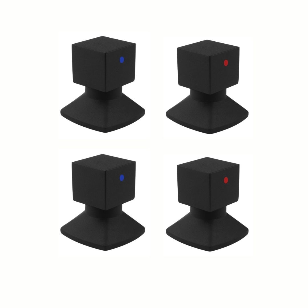 KIT 4 ACABAMENTOS PARA REGISTRO C46 ÁGUA QUENTE E FRIA BLACK