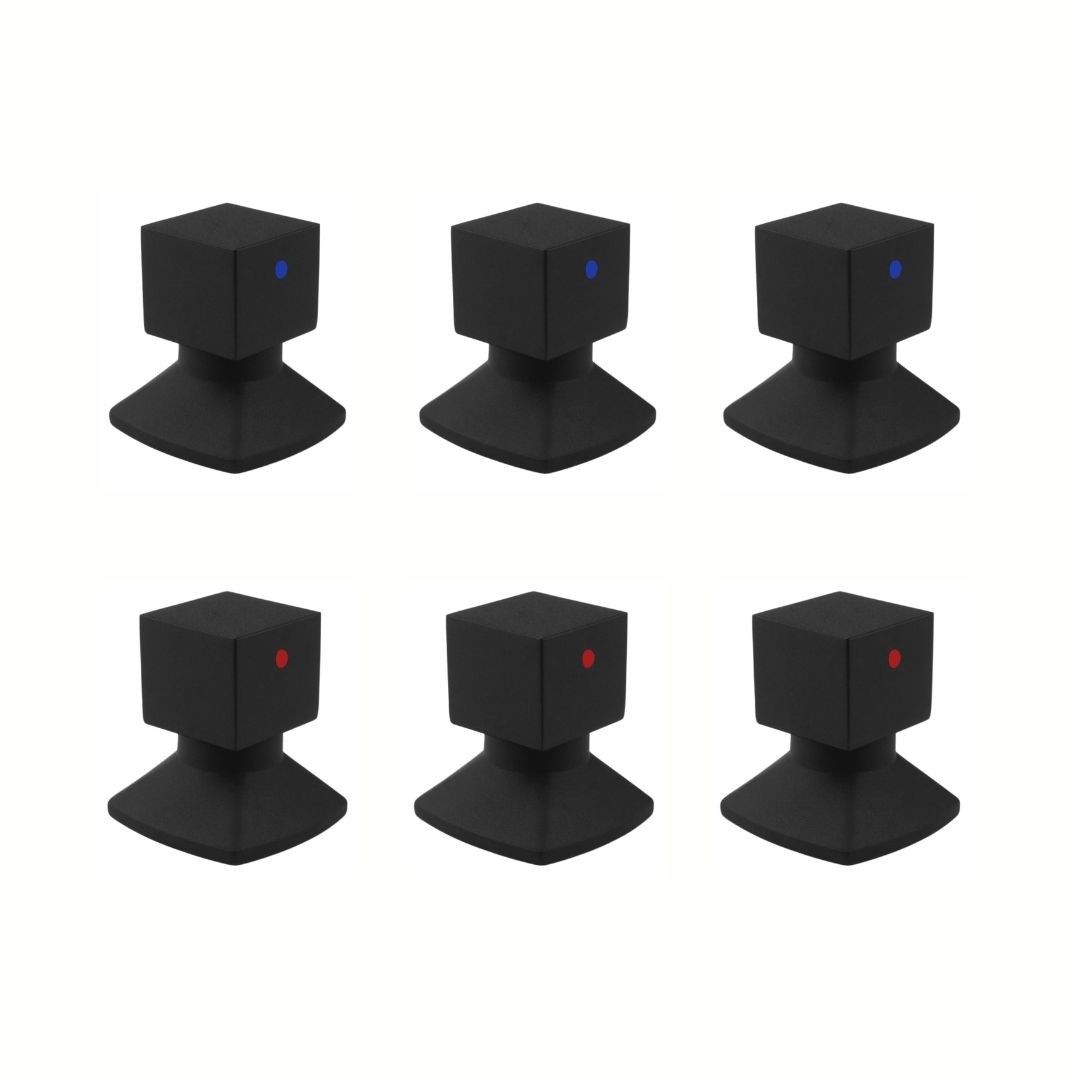 KIT 6 ACABAMENTOS PARA REGISTRO C46 ÁGUA QUENTE E FRIA BLACK