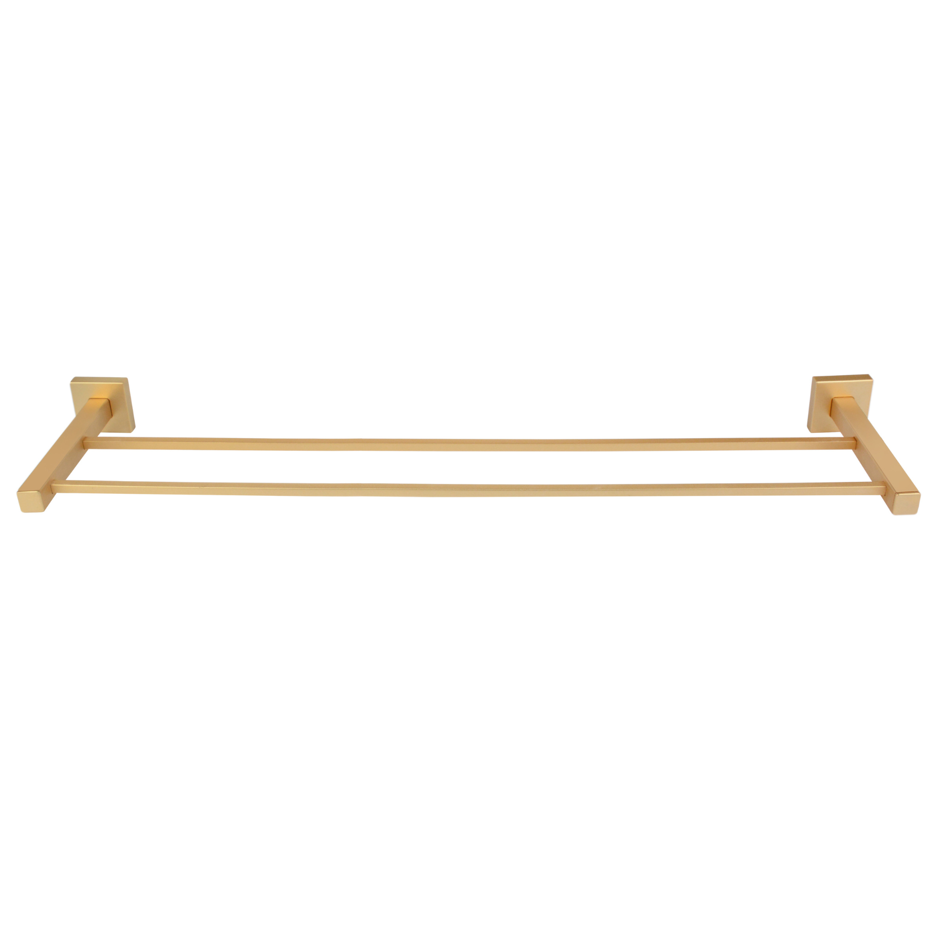 PORTA TOALHA DE BANHO DUPLO 62CM INOX OURO FOSCO - LINHA SQUARE 