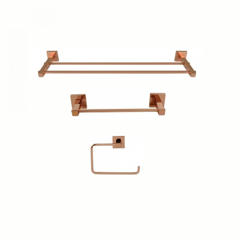 KIT DE ACESSÓRIOS PARA BANHEIRO SQUARE ROSE GOLD