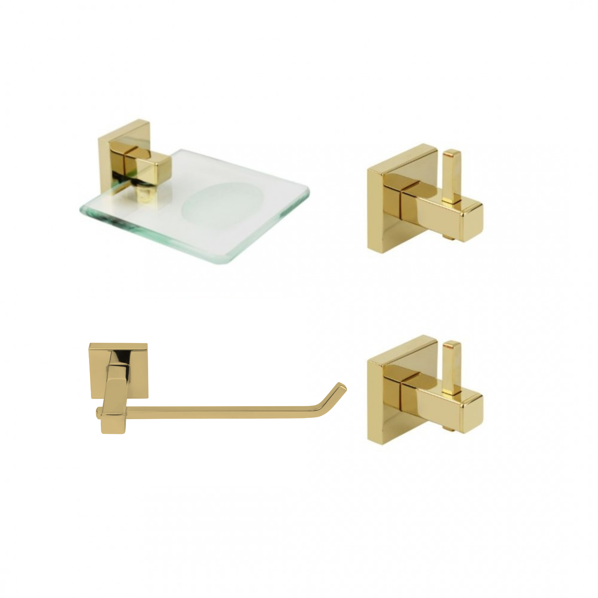 KIT DE ACESSÓRIOS PARA BANHEIRO SQUARE GOLD