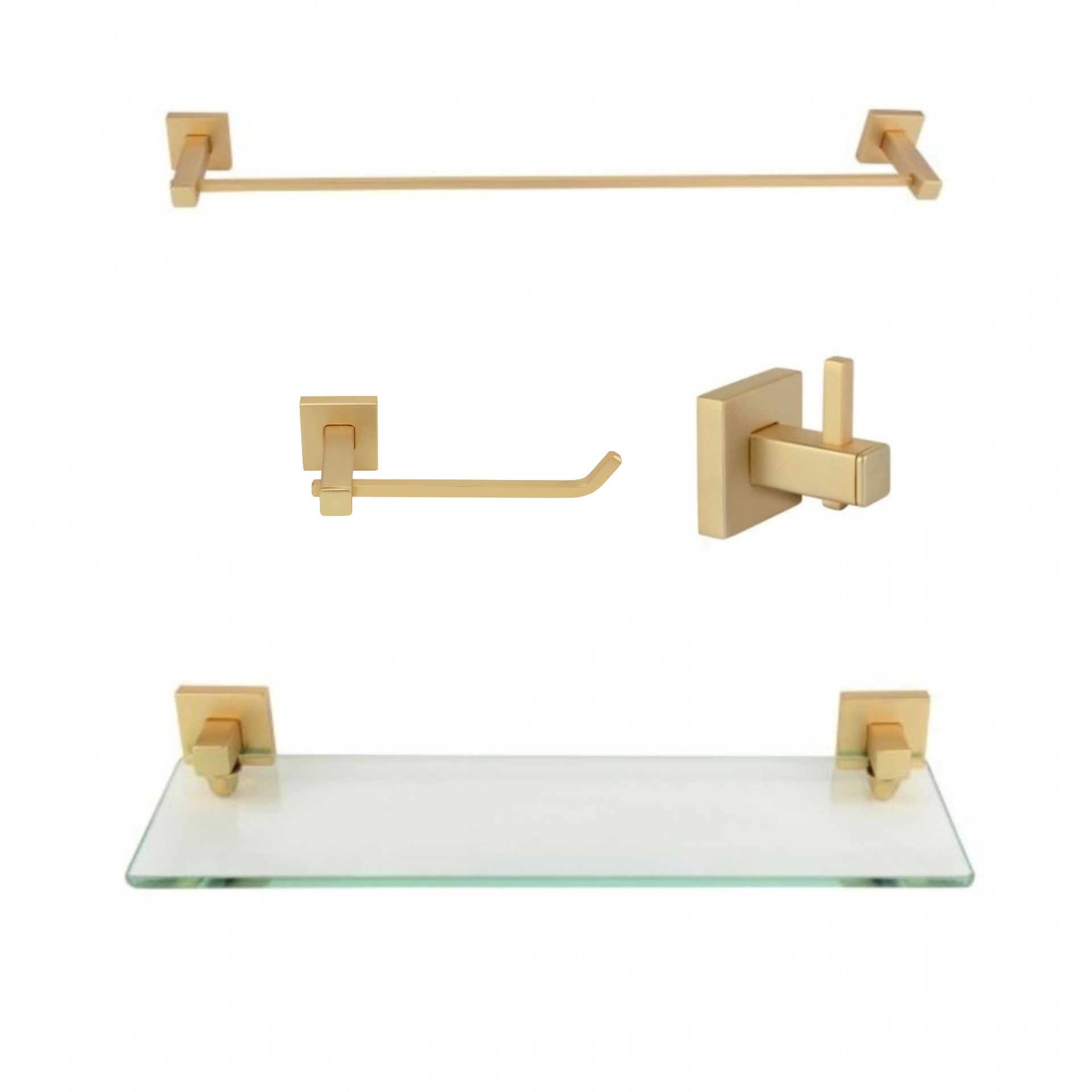 KIT DE ACESSÓRIOS PARA BANHEIRO SQUARE OURO FOSCO