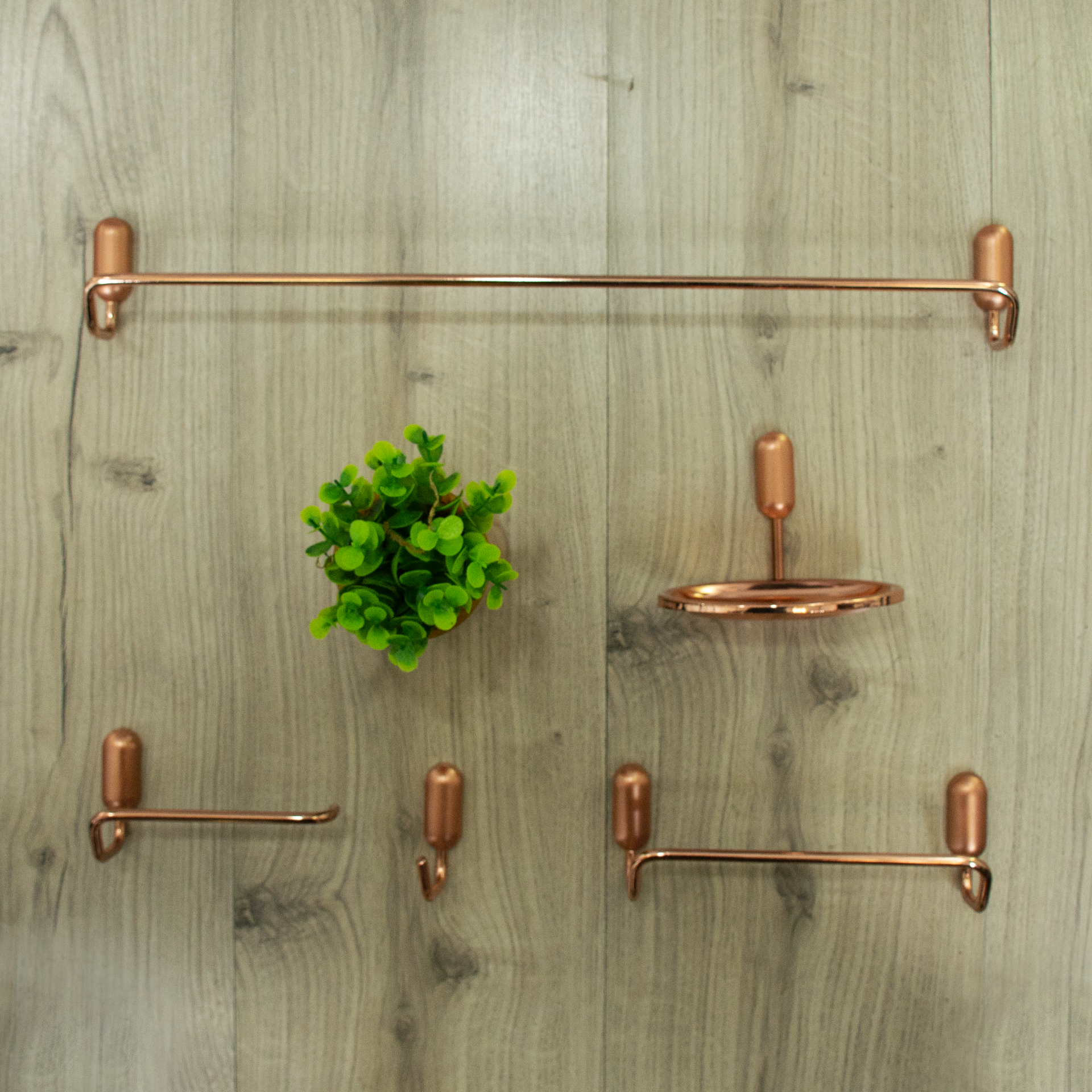 KIT DE ACESSÓRIOS PARA BANHEIRO 5 PEÇAS ROSE GOLD INTENSE