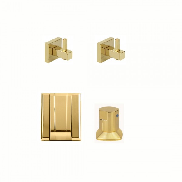 KIT DE ACESSÓRIOS PARA BANHEIRO SQUARE GOLD