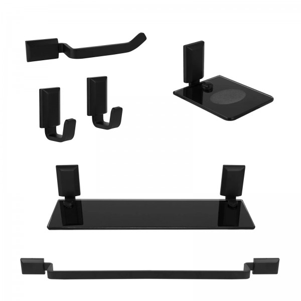 KIT DE ACESSÓRIOS PARA BANHEIRO 6 PEÇAS CLASSIC BLACK
