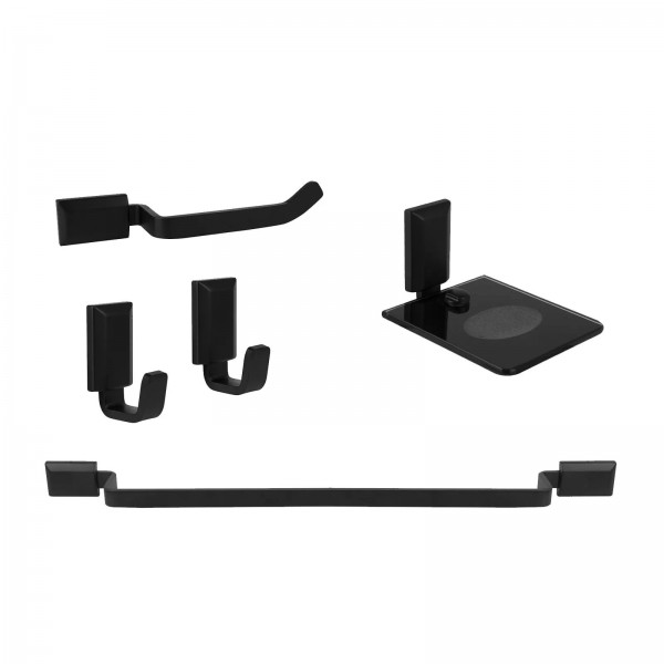 KIT DE ACESSÓRIOS PARA BANHEIRO 5 PEÇAS CLASSIC BLACK 