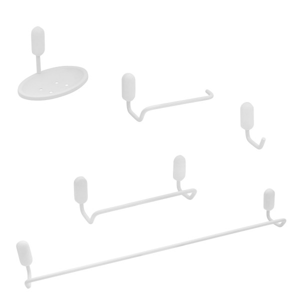 KIT DE ACESSÓRIOS PARA BANHEIRO 5 PEÇAS BRANCO