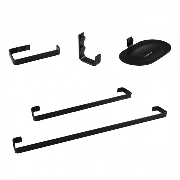 KIT DE ACESSÓRIOS PARA BANHEIRO 5 PEÇAS CONCEPT BLACK
