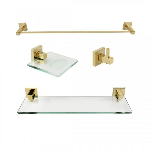 KIT DE ACESSÓRIOS PARA BANHEIRO SQUARE GOLD