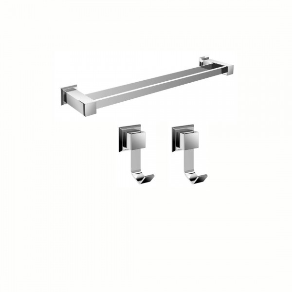 KIT PORTA TOALHA DE BANHO DUPLO E CABIDE PREMIUM