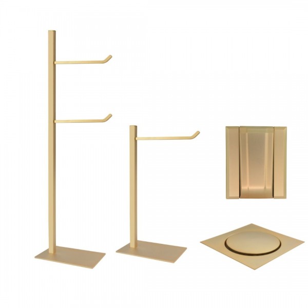 KIT DE ACESSÓRIOS PARA BANHEIRO SQUARE OURO FOSCO