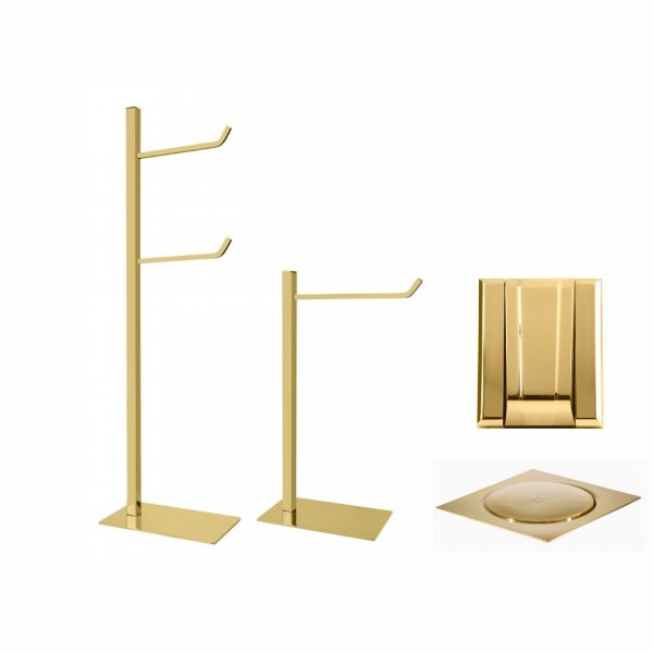 KIT DE ACESSÓRIOS PARA BANHEIRO SQUARE GOLD