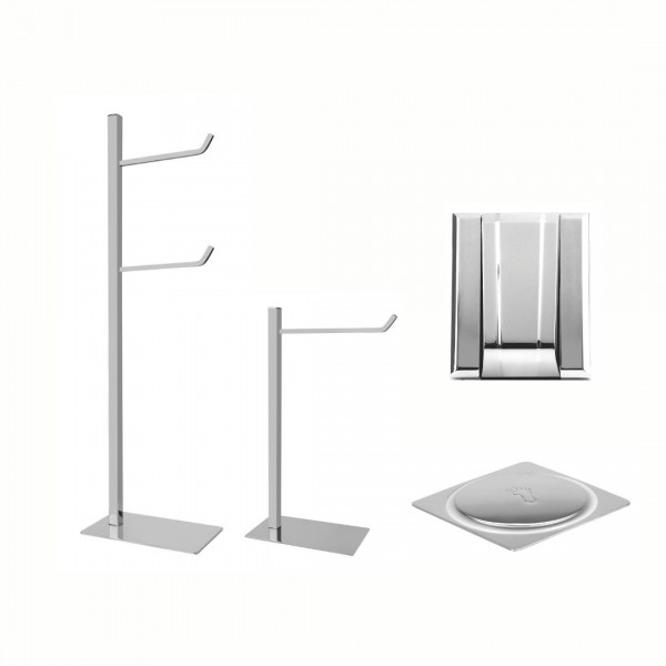KIT DE ACESSÓRIOS PARA BANHEIRO SQUARE CROMADO