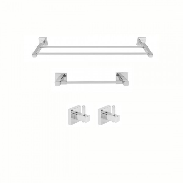 KIT PORTA TOALHAS E CABIDES SQUARE