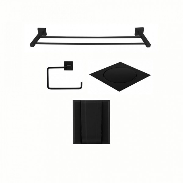 KIT DE ACESSÓRIOS PARA BANHEIRO SQUARE BLACK