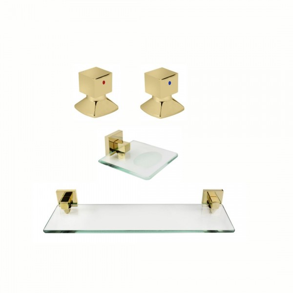 KIT DE ACESSÓRIOS PARA BANHEIRO SQUARE GOLD