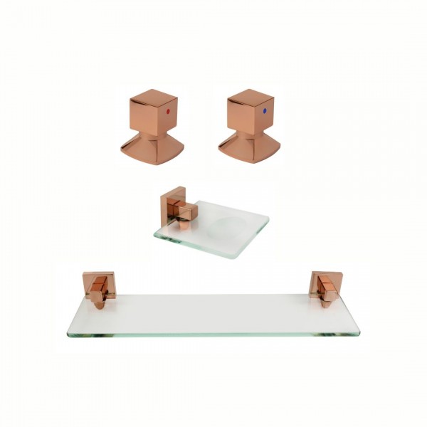 KIT DE ACESSÓRIOS PARA BANHEIRO SQUARE ROSE GOLD