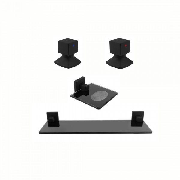 KIT DE ACESSÓRIOS PARA BANHEIRO SQUARE BLACK