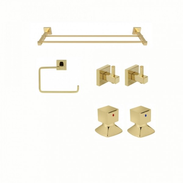 KIT DE ACESSÓRIOS PARA BANHEIRO SQUARE GOLD