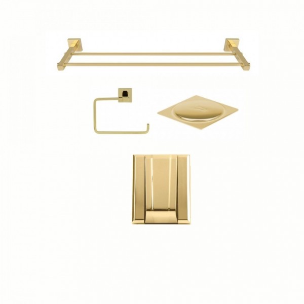 KIT DE ACESSÓRIOS PARA BANHEIRO SQUARE GOLD
