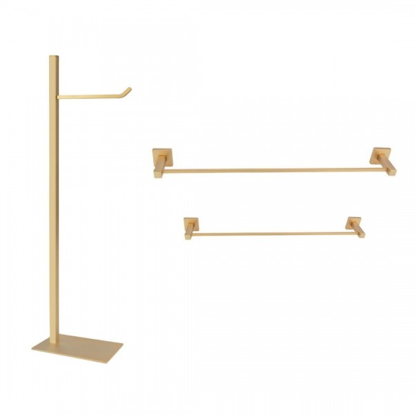KIT DE ACESSÓRIOS PARA BANHEIRO SQUARE OURO FOSCO