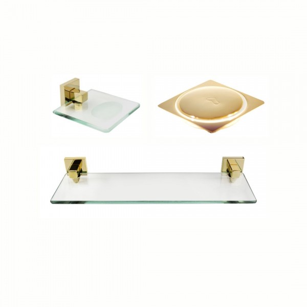 KIT DE ACESSÓRIOS PARA BANHEIRO SQUARE GOLD