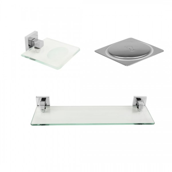 KIT DE ACESSÓRIOS PARA BANHEIRO SQUARE CROMADO
