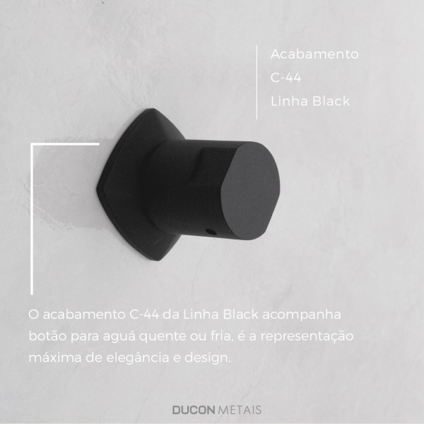 ACABAMENTO PARA REGISTRO C44 ÁGUA QUENTE E FRIA BLACK