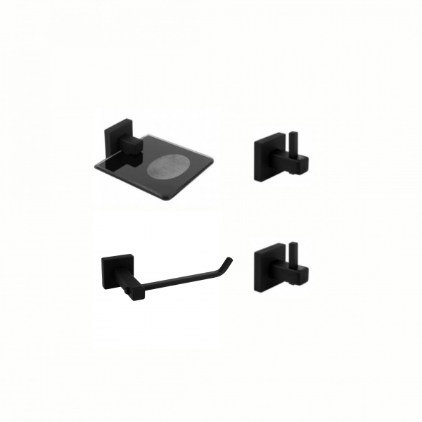 KIT DE ACESSÓRIOS PARA BANHEIRO SQUARE BLACK