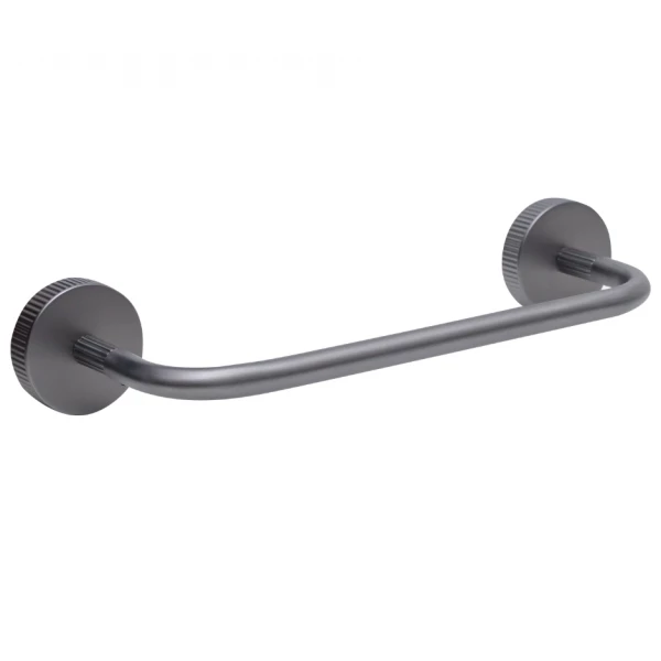 Porta toalha de rosto em aço inox 35cm. Linha Tex Grafite Escovado