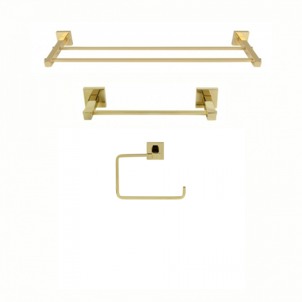KIT DE ACESSÓRIOS PARA BANHEIRO SQUARE GOLD