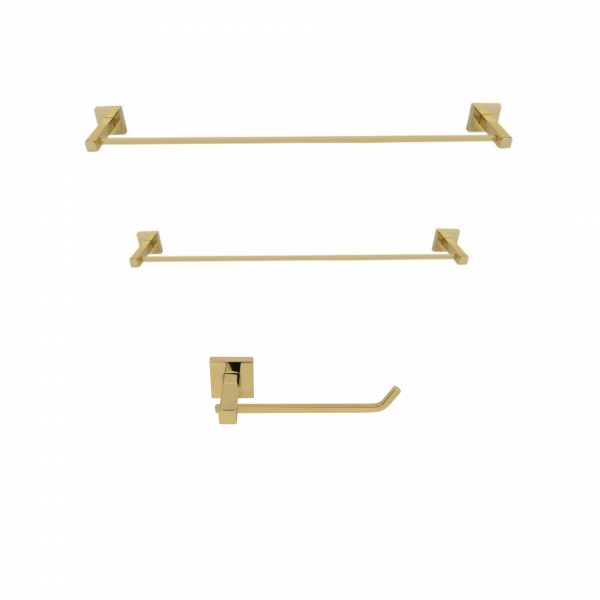 KIT DE ACESSÓRIOS PARA BANHEIRO SQUARE GOLD