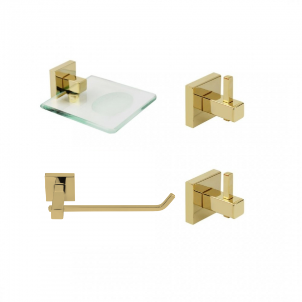 KIT DE ACESSÓRIOS PARA BANHEIRO SQUARE GOLD