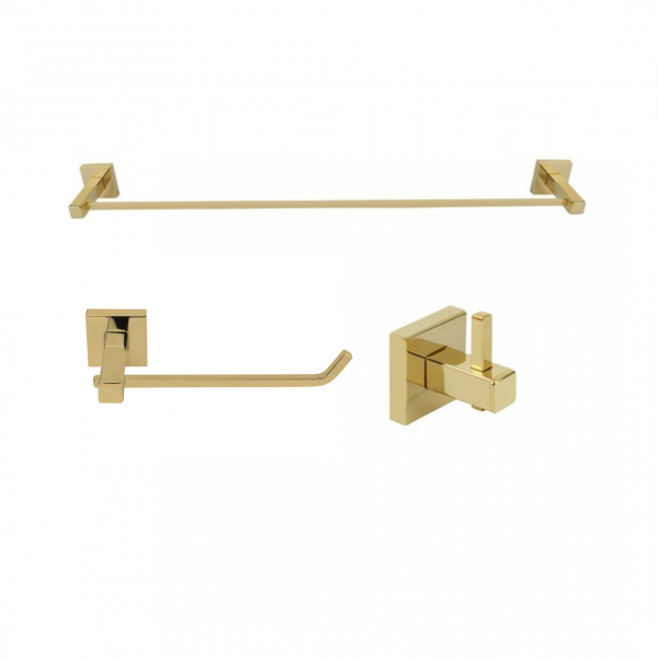 KIT DE ACESSÓRIOS PARA BANHEIRO SQUARE GOLD