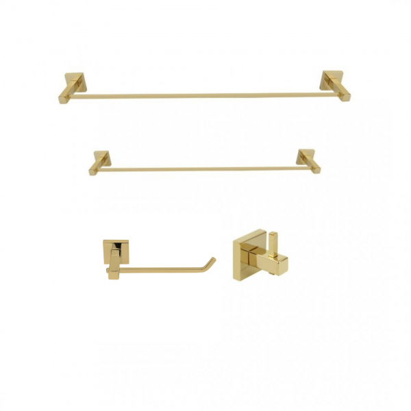 KIT DE ACESSÓRIOS PARA BANHEIRO SQUARE GOLD