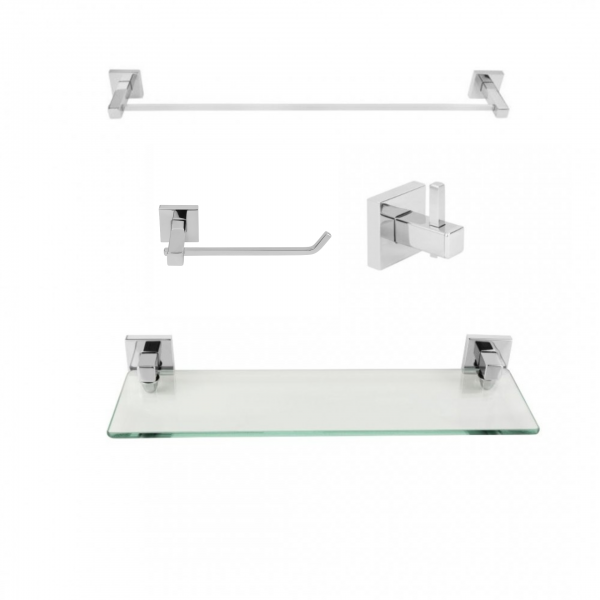 KIT DE ACESSÓRIOS PARA BANHEIRO SQUARE CROMADO