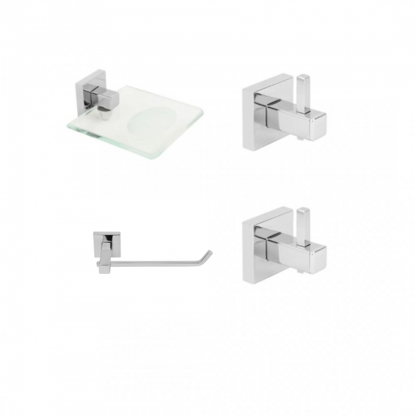 KIT DE ACESSÓRIOS PARA BANHEIRO SQUARE CROMADO